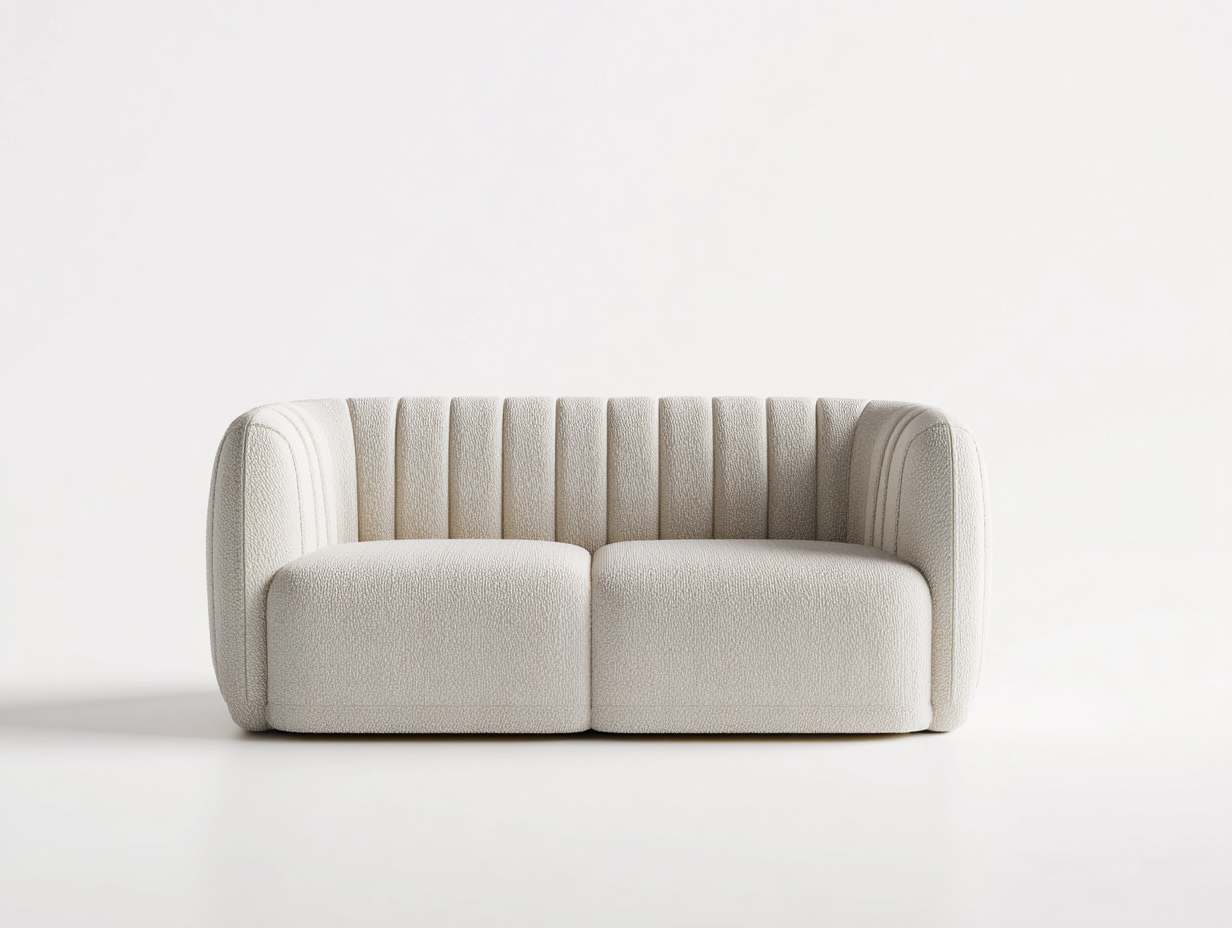 Divano a due posti-bouclé-168 x 87 x 72 cm-crema-moderno-Domojahaus