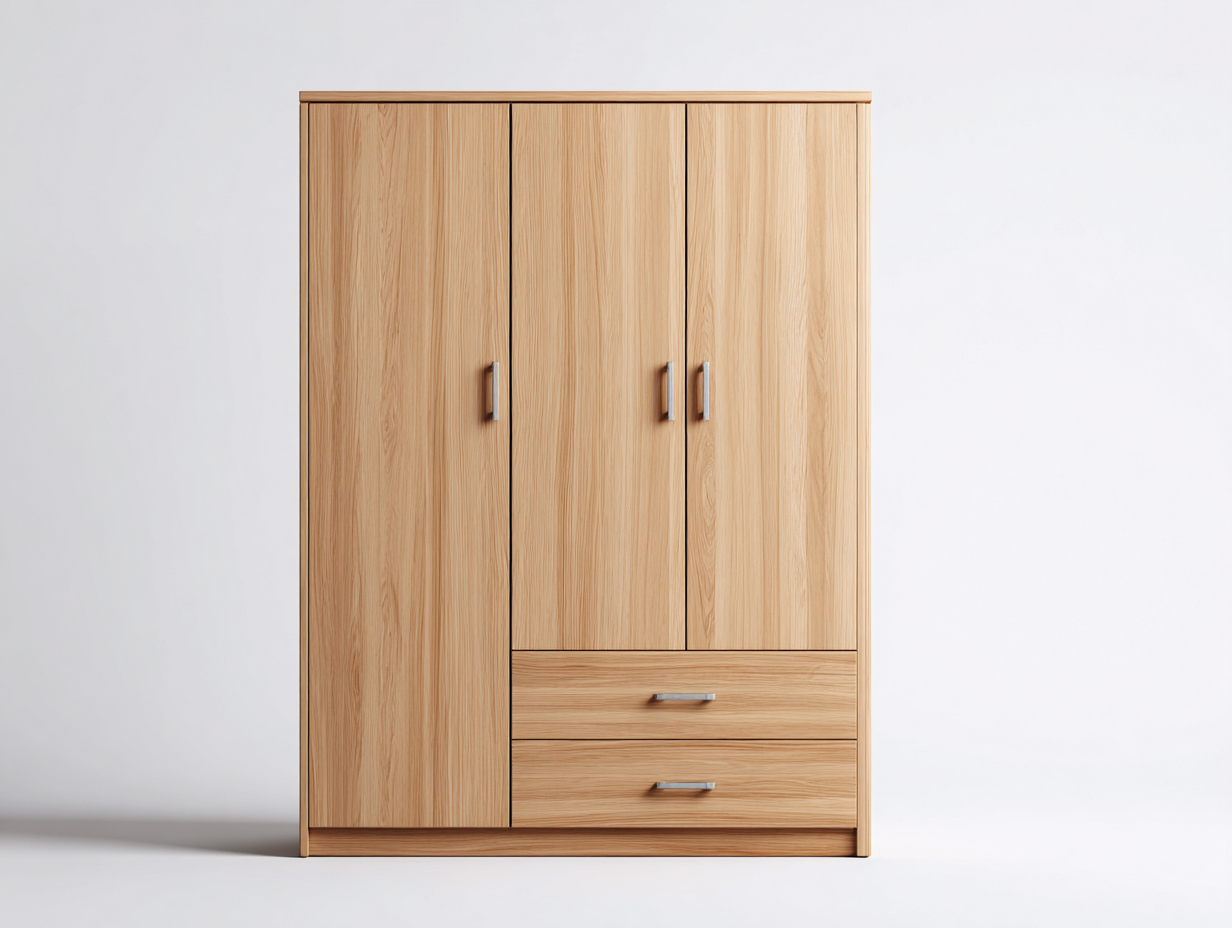 Armadio-Legno ingegnerizzato-metallo-144x58x185 cm-Rovere chiaro-Stile moderno-Domojahaus