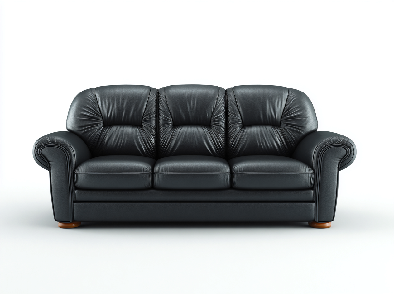 Divano a 3 posti-Pelle sintetica-208x92x86 cm-Nero-Stile classico-Domojahaus