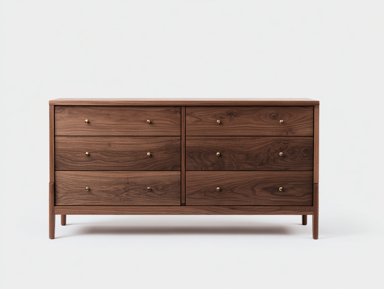 Cassettiera - Legno massello - 148x46x82 cm - Noce scuro - Stile moderno-Domojahaus