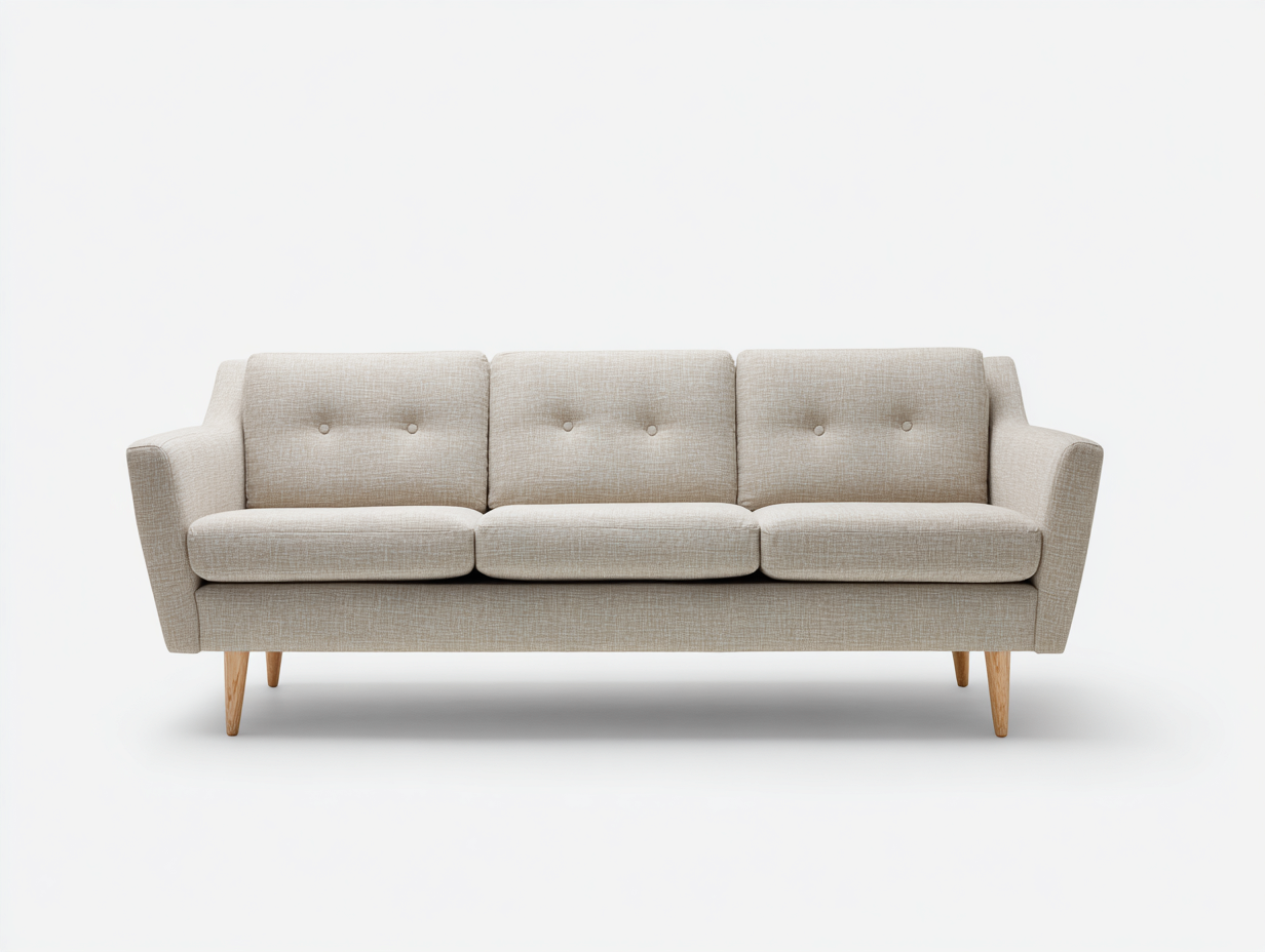 Divano a 3 posti-Tessuto-legno-200x88x82 cm-Beige chiaro-Stile moderno-Domojahaus