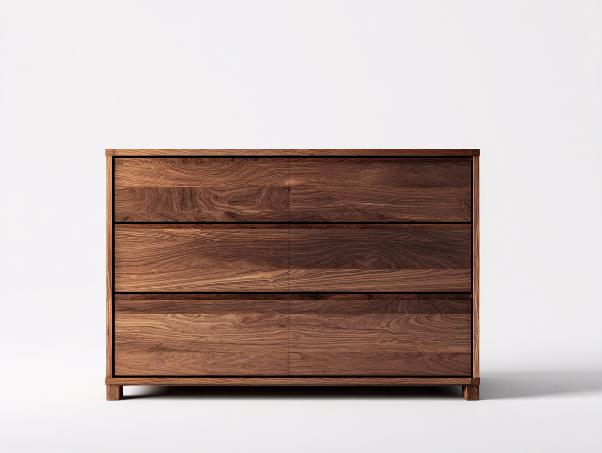 Cassettiera - Legno massello - 136x45x84 cm - Noce scuro - Stile minimal moderno-Domojahaus