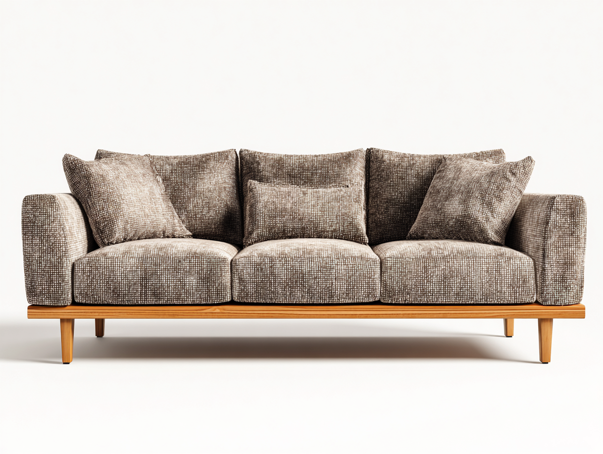 Divano a 3 posti-Tessuto-220x90x78 cm-Beige marrone-Stile moderno-Domojahaus