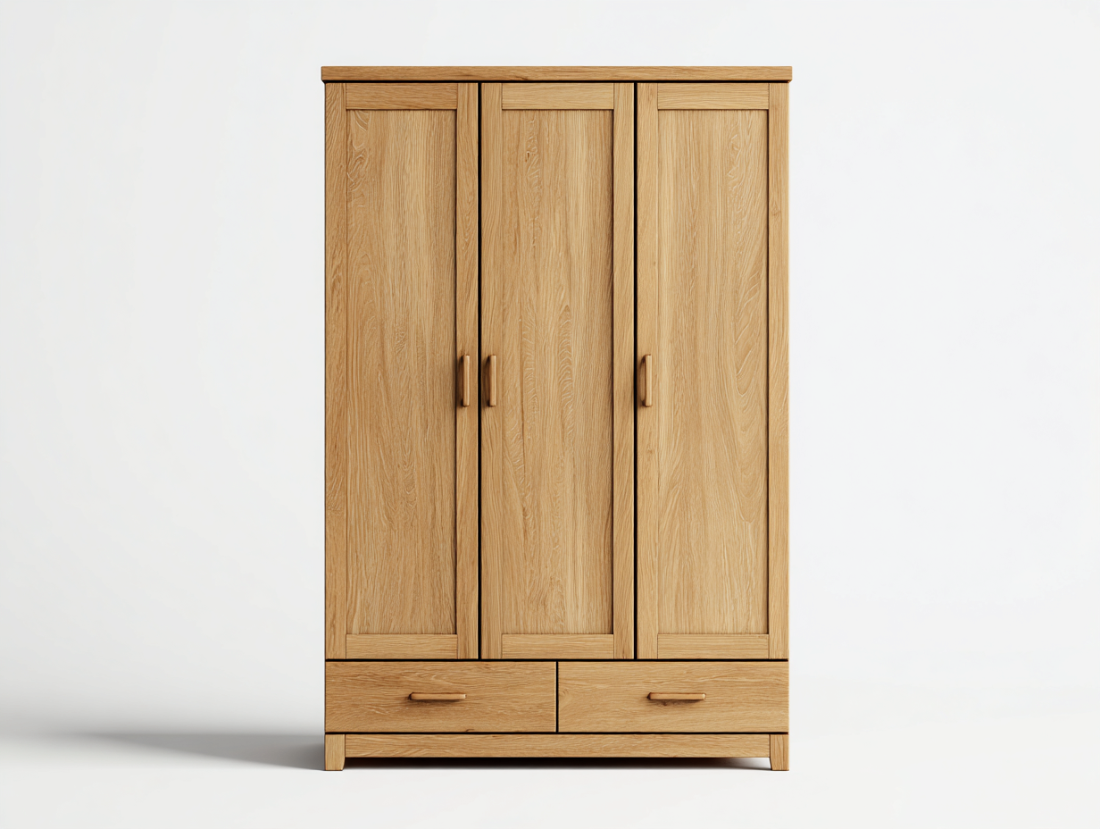 Armadio - Legno massello - 145x57x198 cm - Rovere miele - Stile classico moderno-Domojahaus