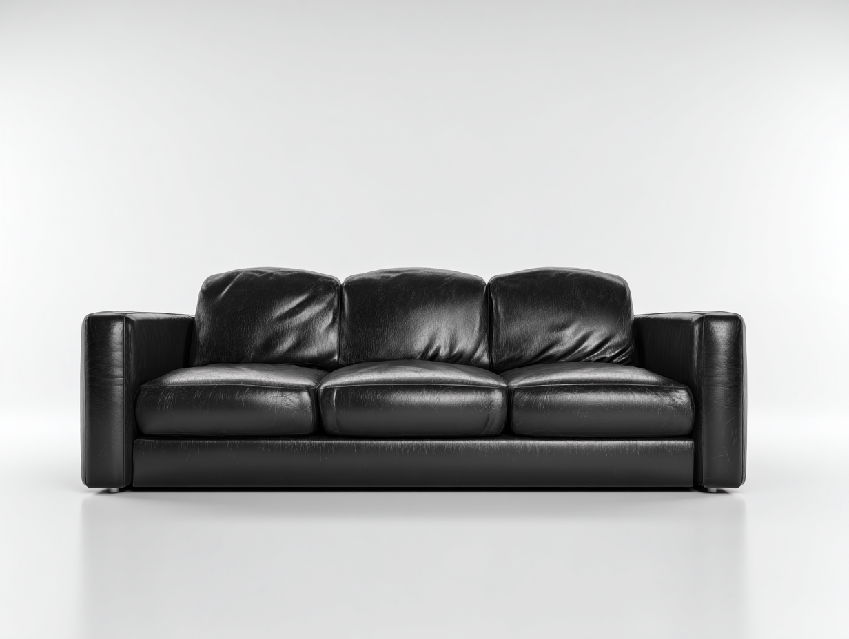 Divano a 3 posti-Pelle sintetica-212x90x84 cm-Nero-Stile moderno-Domojahaus