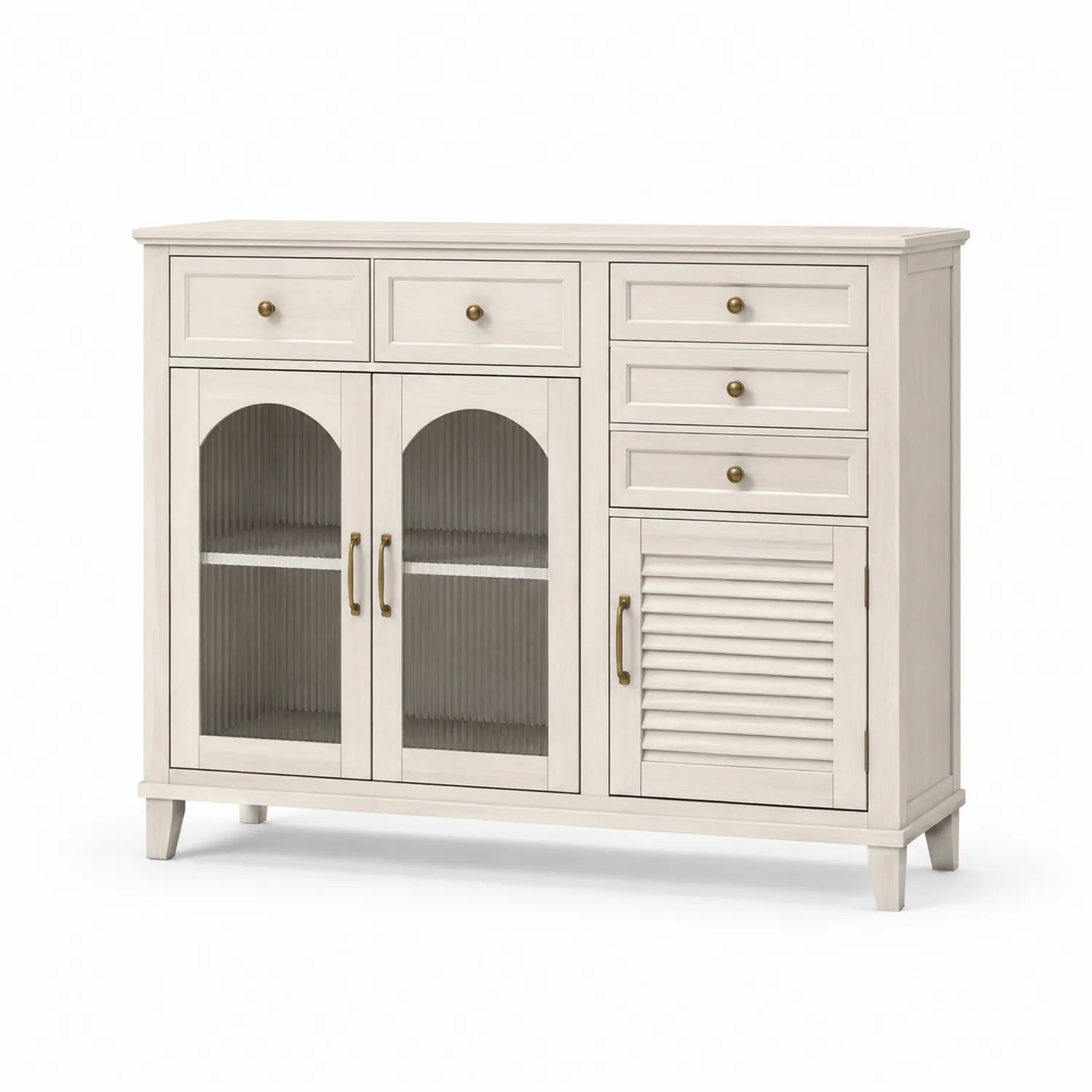 Buffet en bois avec tiroirs et portes en verre-urbanglowchic