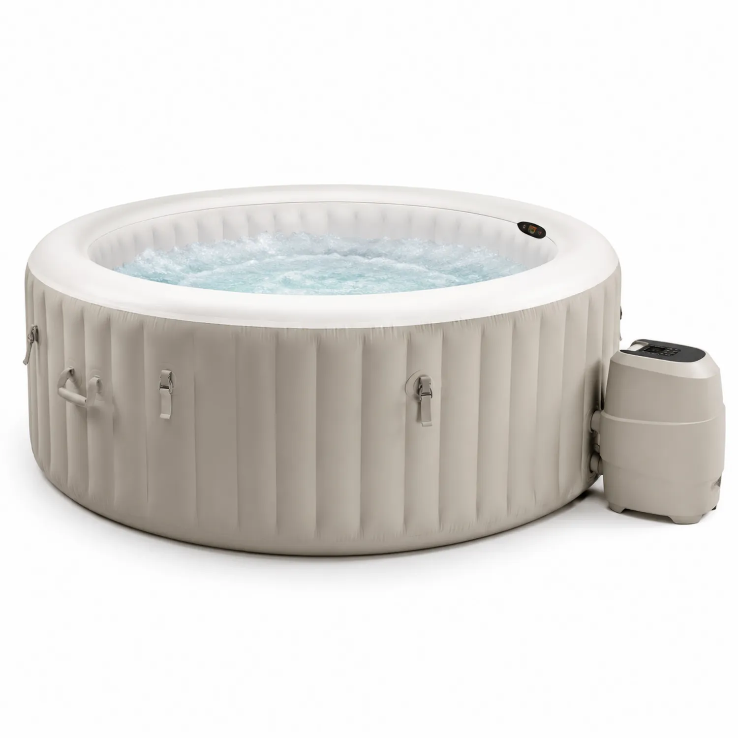 Spa gonflable rond 4 personnes en PVC beige-urbanglowchic