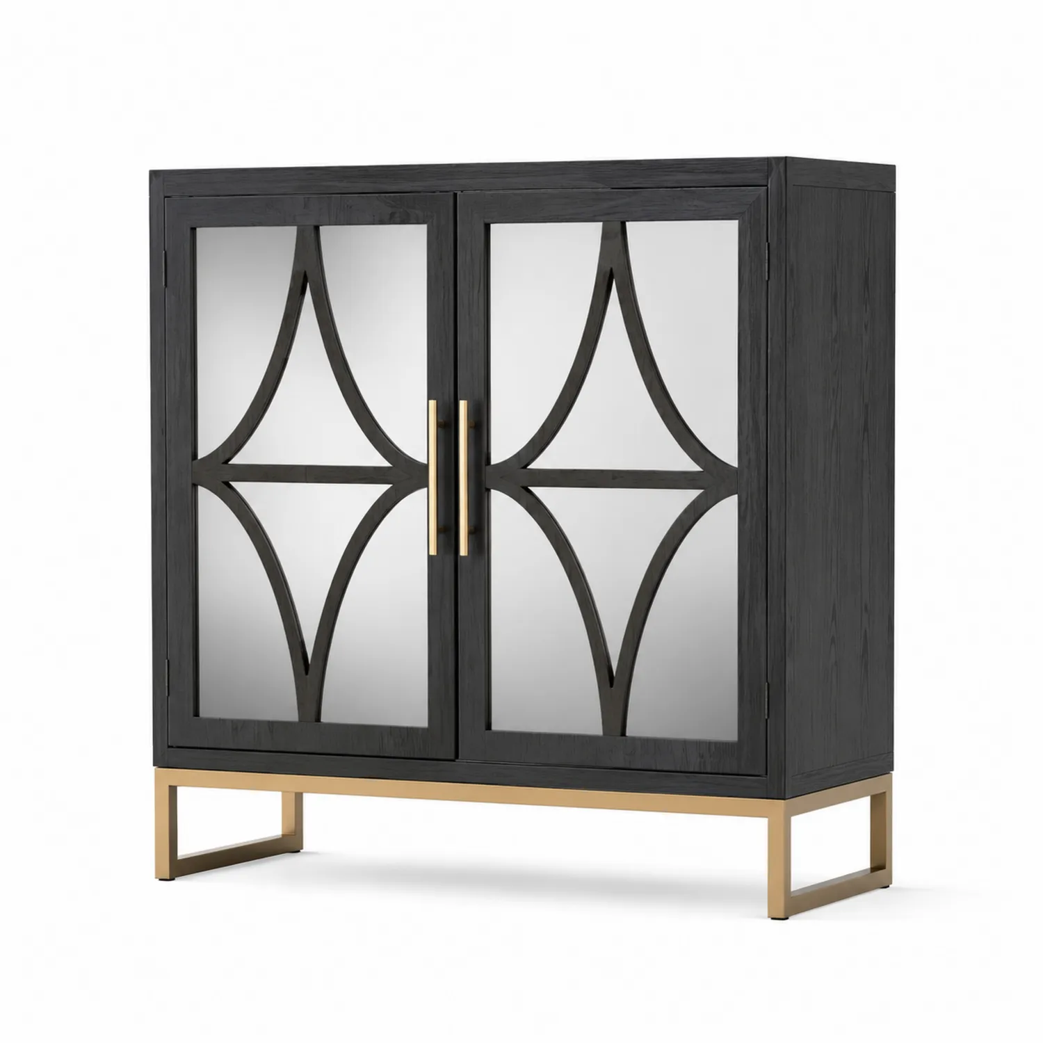 Buffet en bois avec portes en verre trempé-urbanglowchic