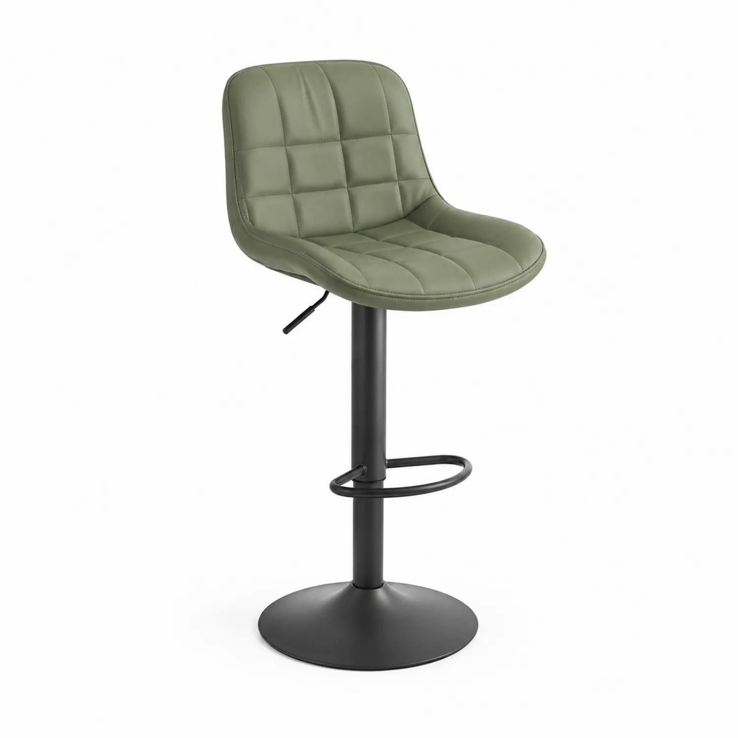 Tabouret de bar en similicuir vert et métal noir-urbanglowchic