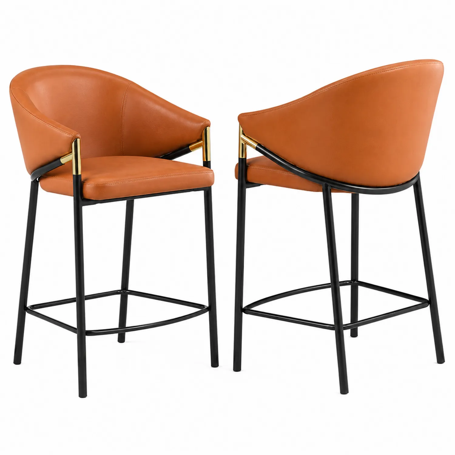 Tabouret de bar en cuir synthétique et acier Marron/Noir 105 cm-urbanglowchic