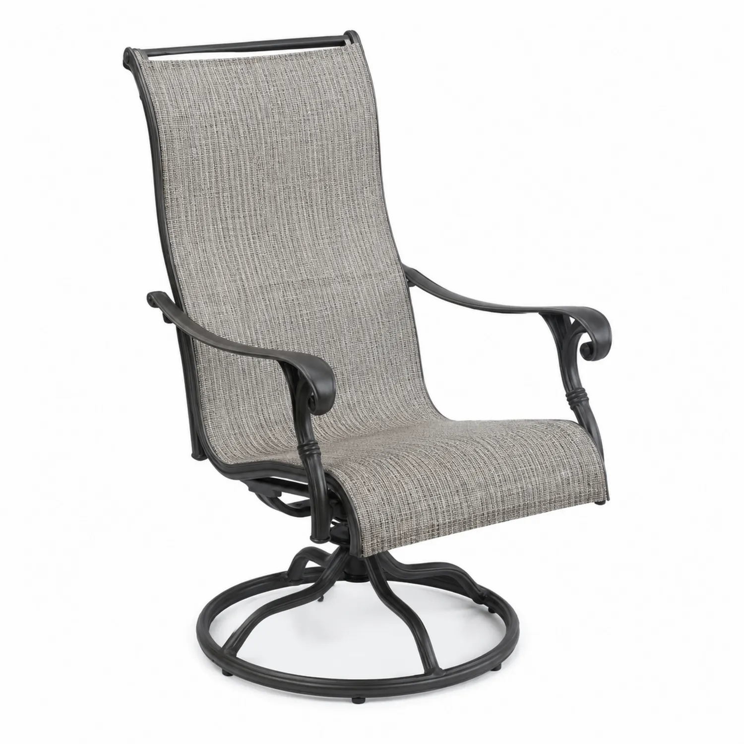 Fauteuil de jardin en aluminium noir avec siège en textilène gris-urbanglowchic