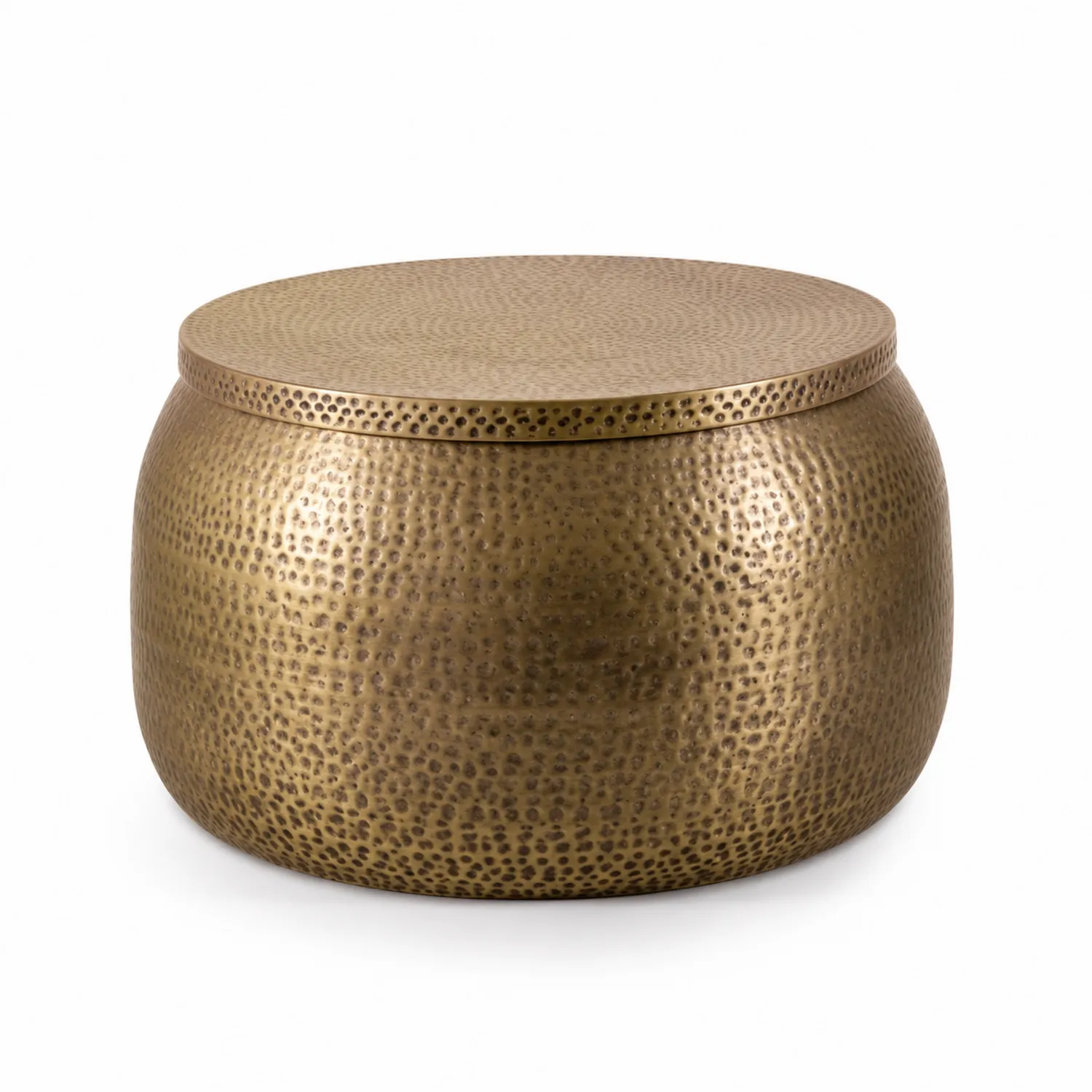 Table basse en laiton martelé diamètre 70 cm-urbanglowchic