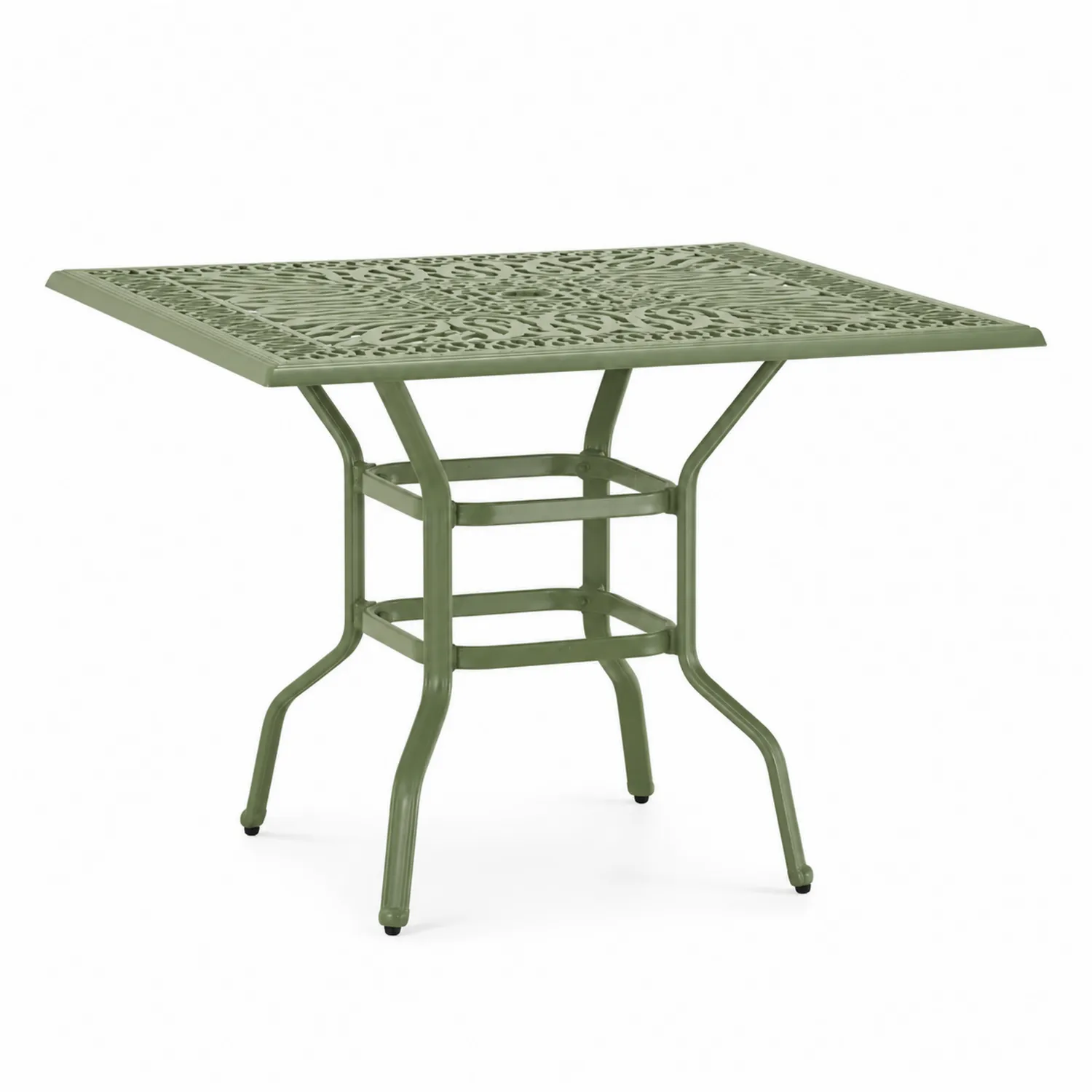 Table de jardin carrée en métal vert 90x90x74 cm-urbanglowchic