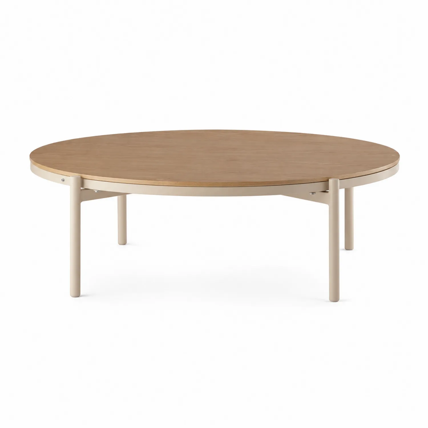Table basse ronde en bois de chêne et métal Ø90 cm-urbanglowchic