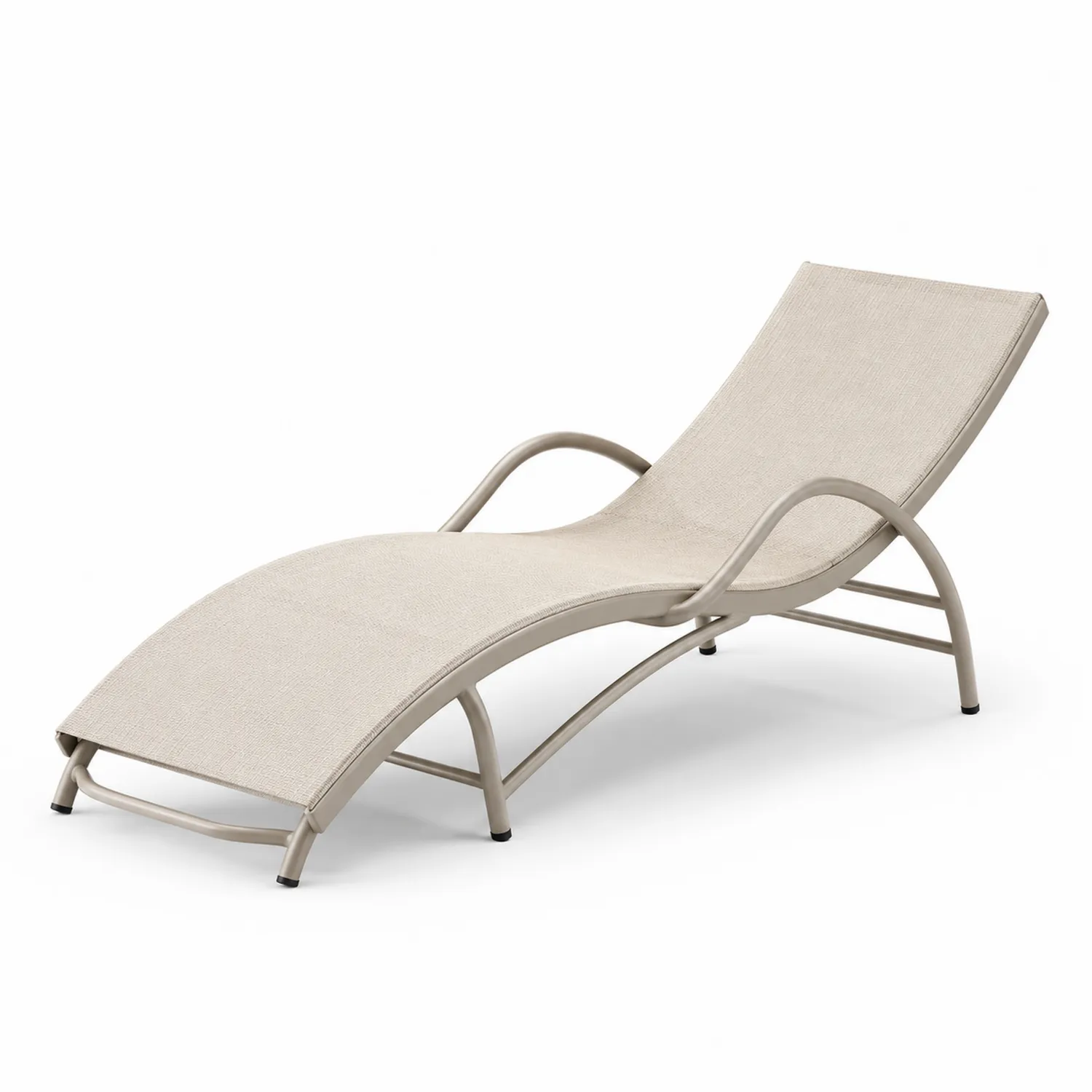 Chaise Longue Extérieure Aluminium et Textilène Beige-urbanglowchic