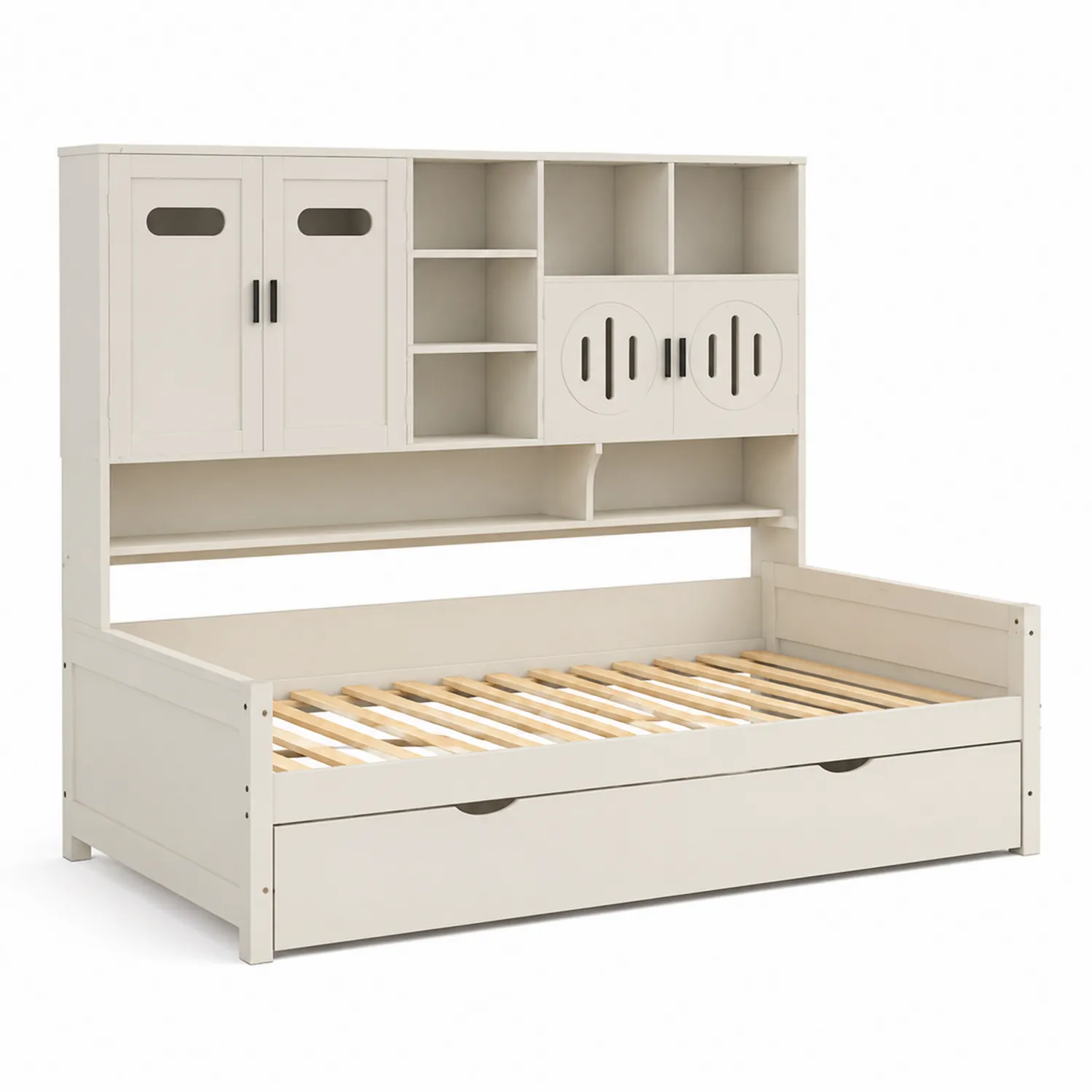 Lit de repos avec rangements en bois beige-urbanglowchic