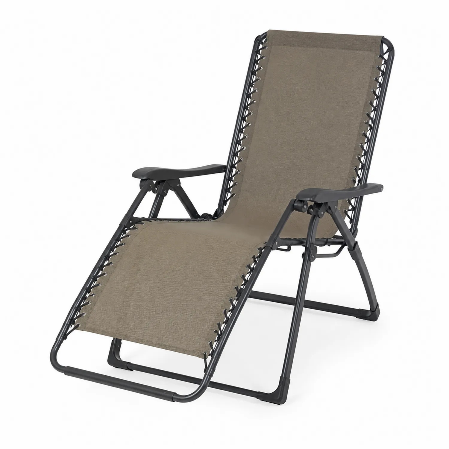 Chaise Longue Pliante Acier et Textilène Brun-urbanglowchic