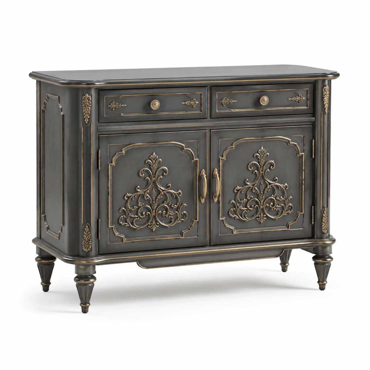 Buffet en bois avec ornements en métal, 85x120x40 cm-urbanglowchic