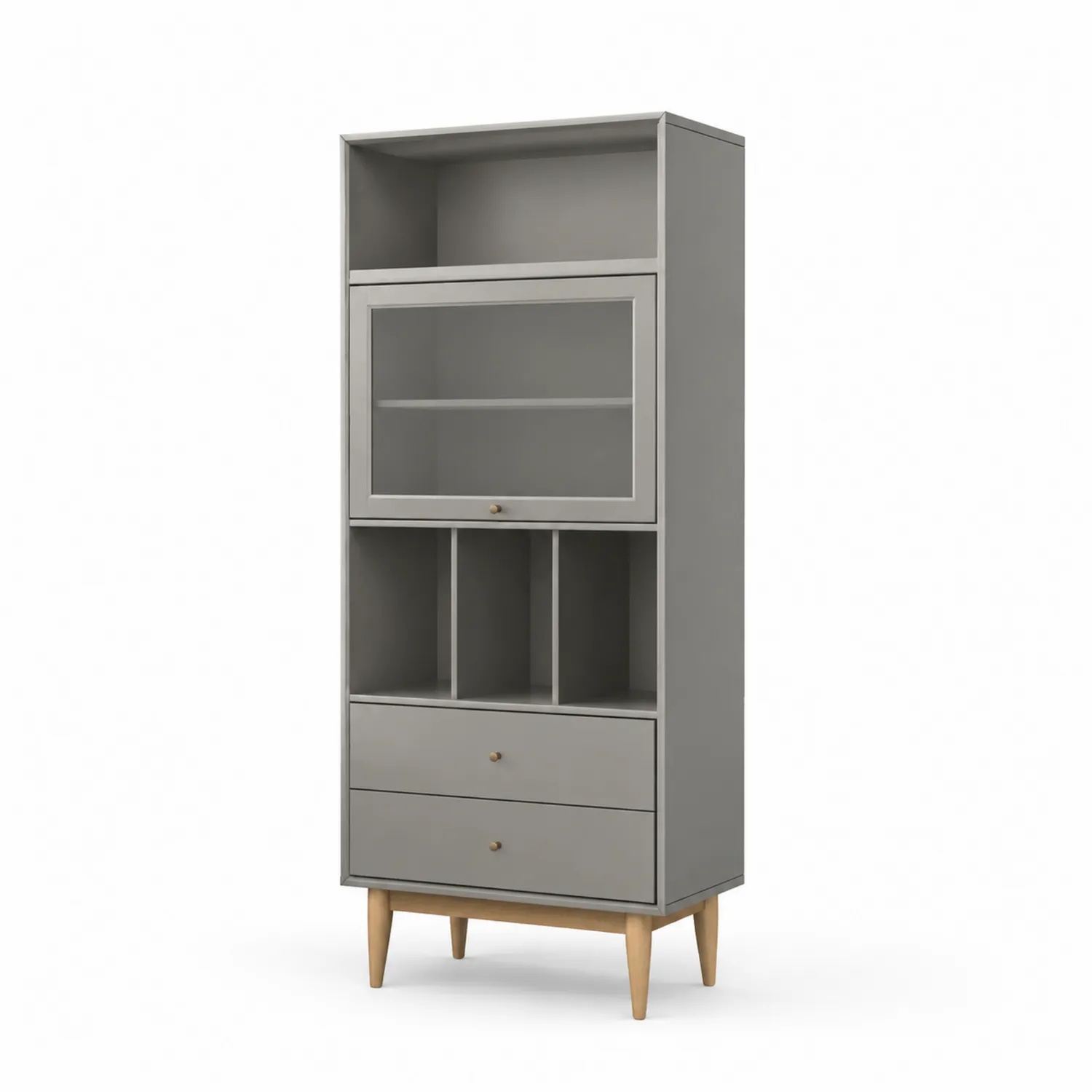 Bibliothèque en bois et MDF avec portes en verre-urbanglowchic