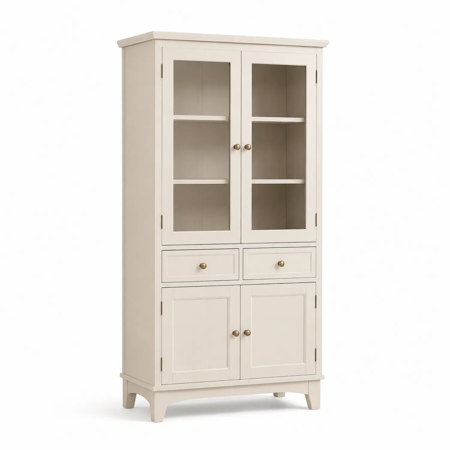 Buffet en Bois avec Portes en Verre Trempé Beige-urbanglowchic