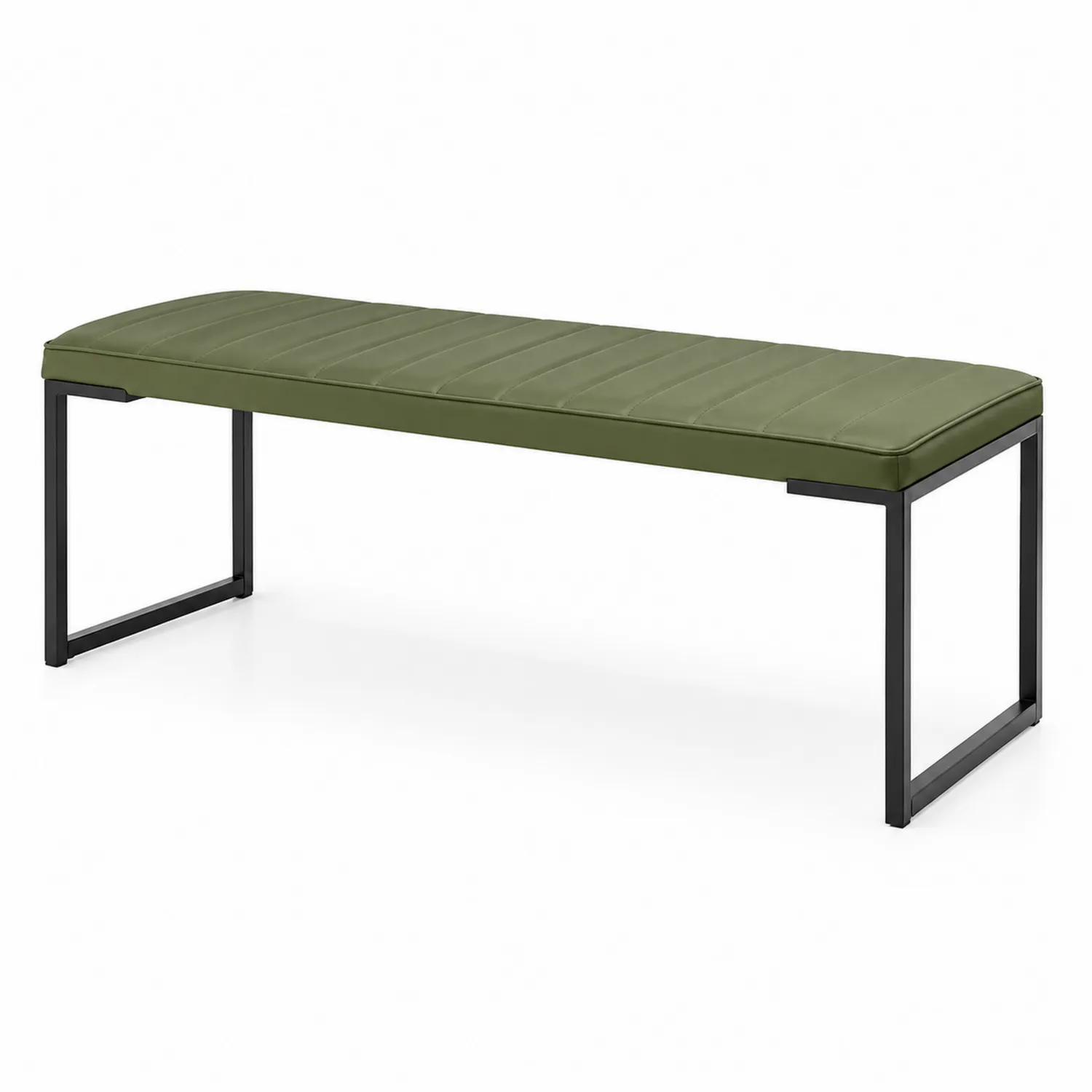 Banc en cuir synthétique vert avec cadre en métal noir-urbanglowchic