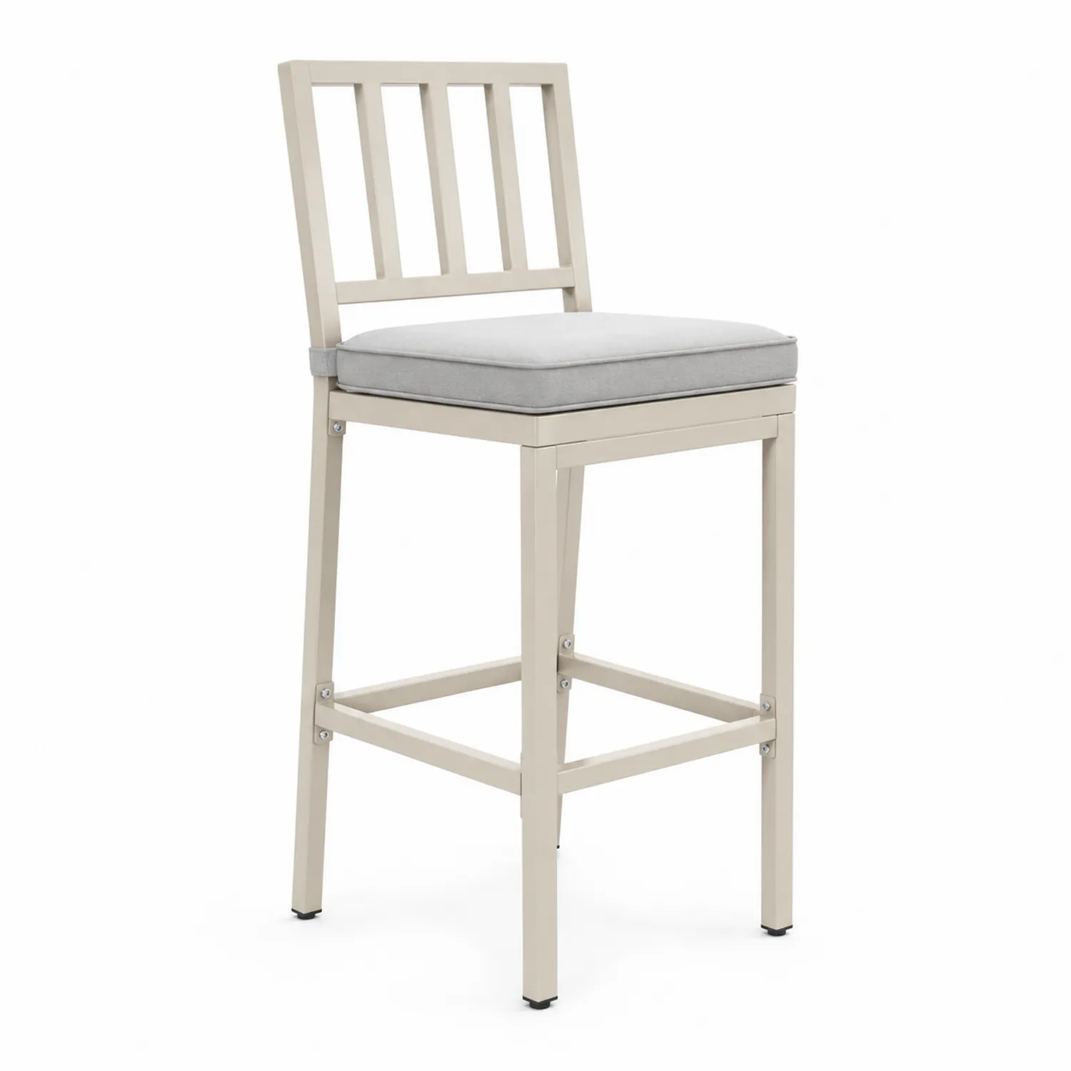 Tabouret de bar en métal Beige avec coussin Gris-urbanglowchic