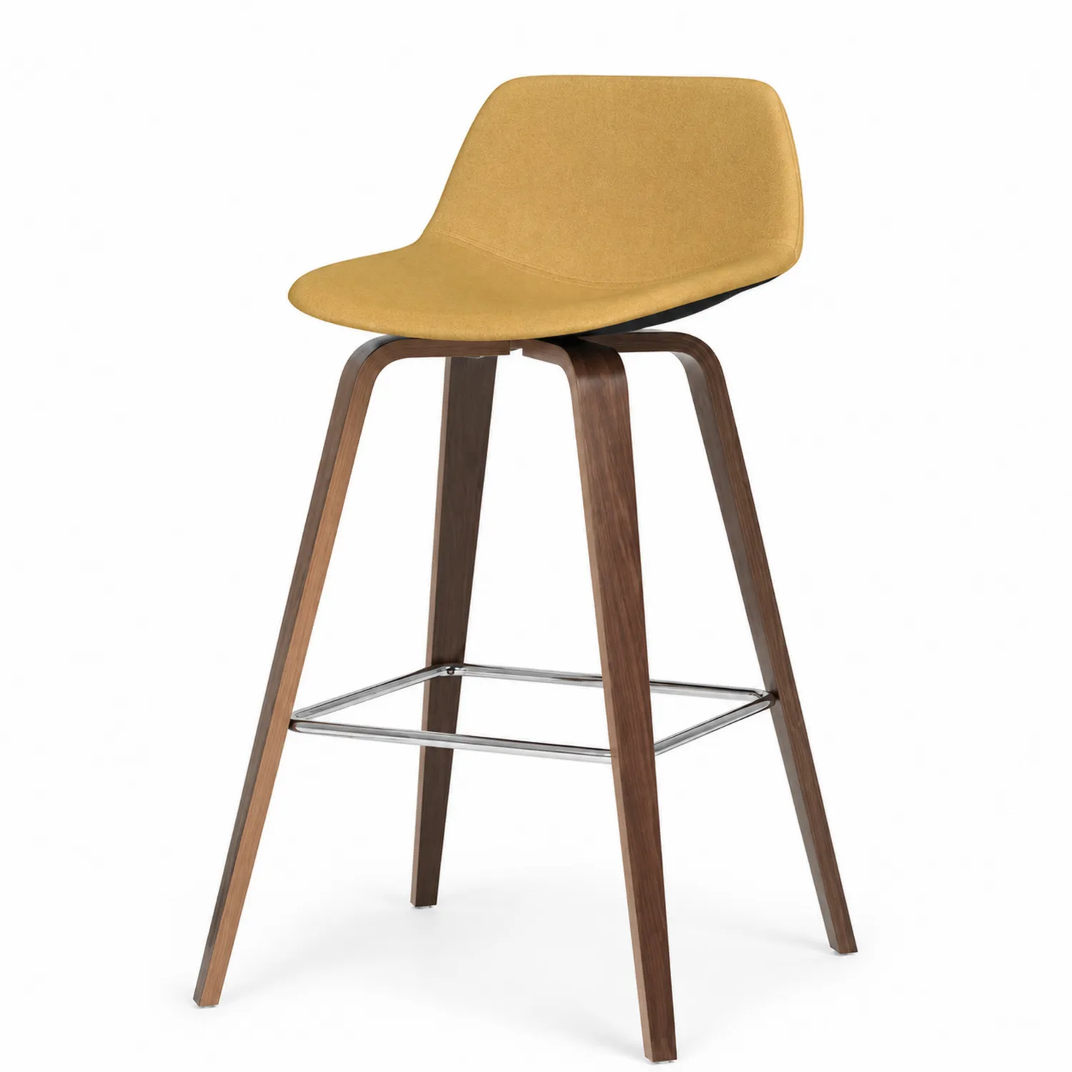Tabouret de bar en bois avec assise en tissu Jaune