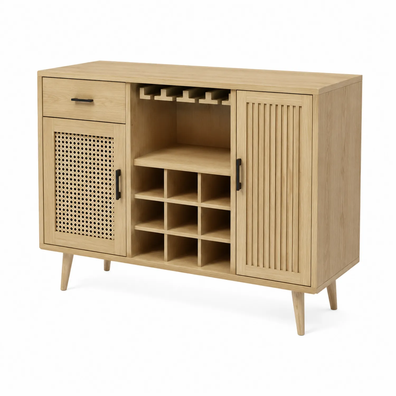 Buffet en bois avec casier à vin et tiroir