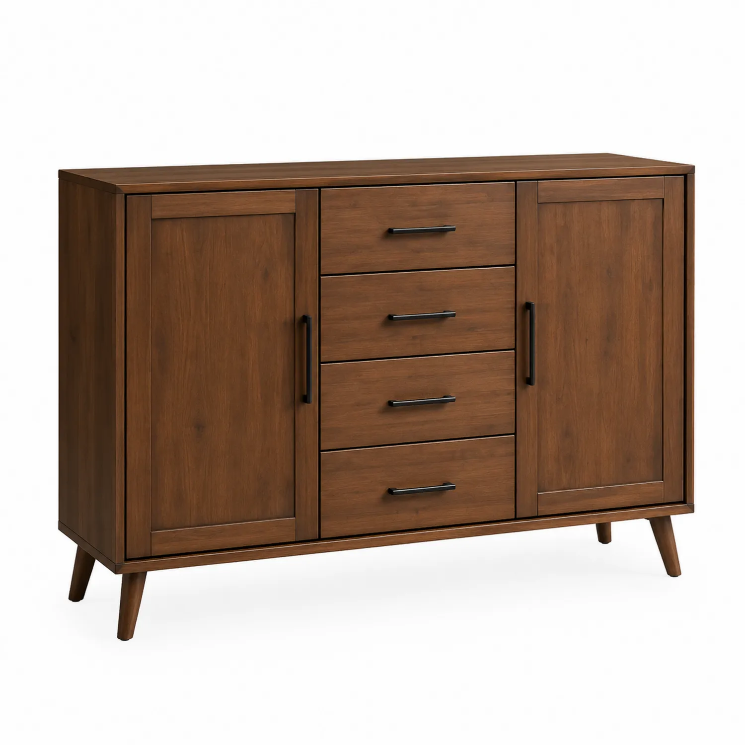 Buffet en bois avec portes et tiroirs en MDF plaqué chêne Marron
