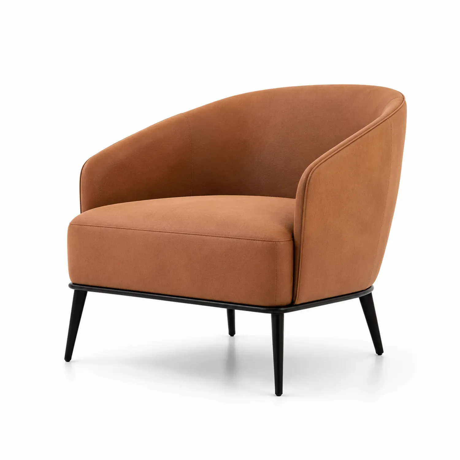 Fauteuil en cuir synthétique marron clair avec pieds en métal noir 84 x 75 x 76 cm