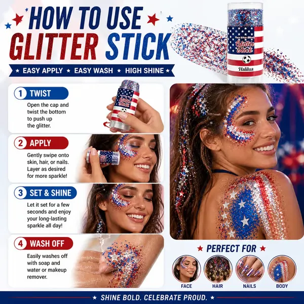 🦅4th of July Glitter Stick