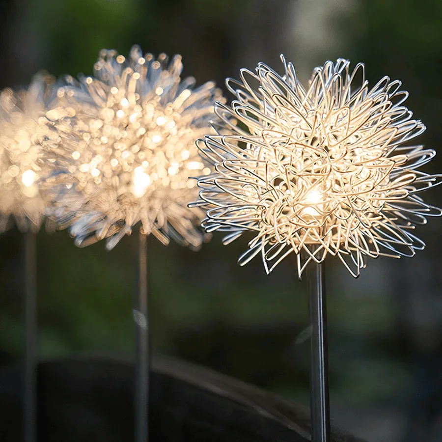 Lâmpada solar à prova d'água para jardim em formato de dente-de-leão