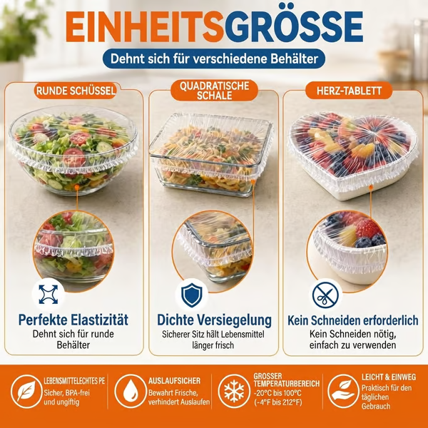 🔥100 Stück mittelgroße, wiederverwendbare, elastische Kunststoff-Schüsselabdeckungen