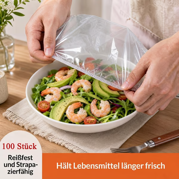 🔥100 Stück mittelgroße, wiederverwendbare, elastische Kunststoff-Schüsselabdeckungen