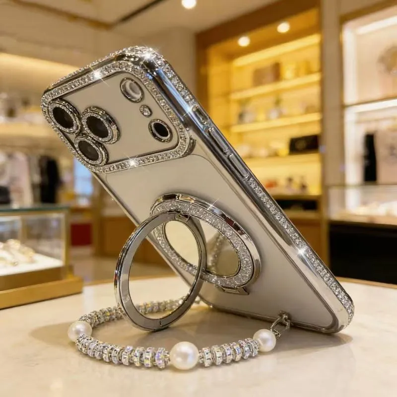 ✨💎Glitzernde Diamant-Handyhülle für Damen mit Spiegel und Ständer für iPhone💖