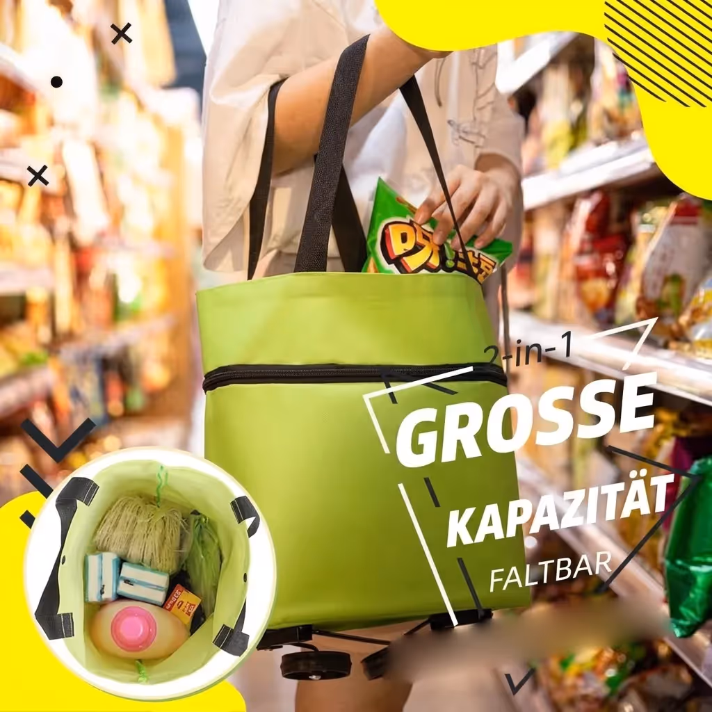 🔥Letzter Tag 50 % Rabatt- Faltbarer 2-in-1-Einkaufswagen 🛍️🛒