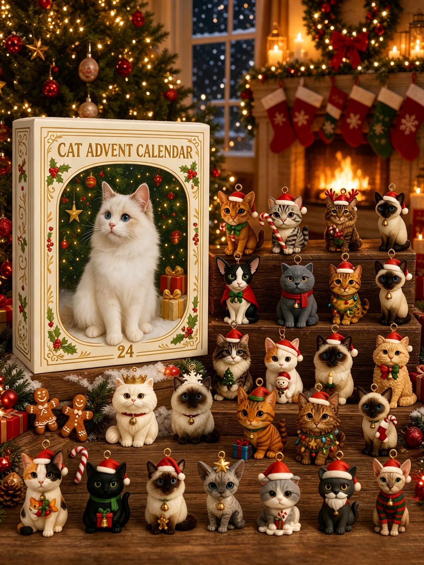 🐱24-Tage-Katzen-Adventskalender 2026 – Weihnachtliche Katzenanhänger