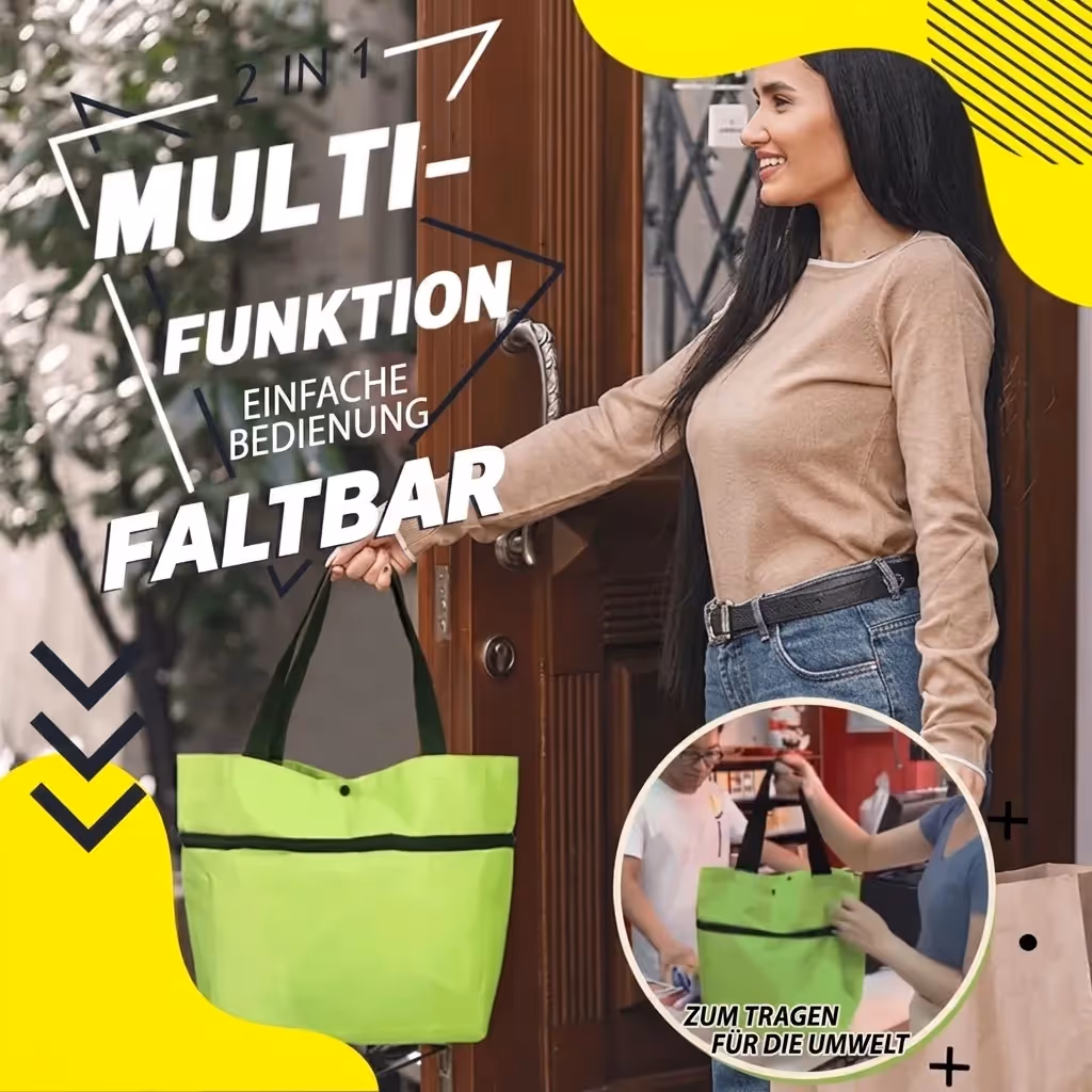 🔥Letzter Tag 50 % Rabatt- Faltbarer 2-in-1-Einkaufswagen 🛍️🛒