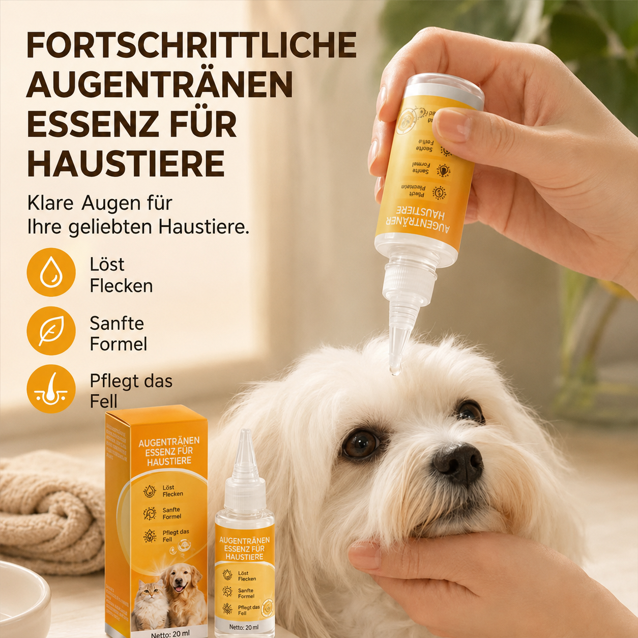 🔥Sanfte Essenz zur Entfernung von Tränenflecken bei Haustieren🐱🐶 – Pflegende Tropfen