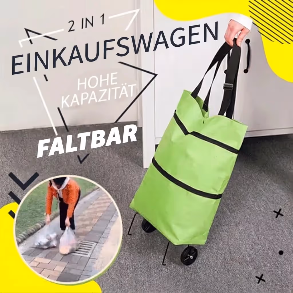 🔥Letzter Tag 50 % Rabatt- Faltbarer 2-in-1-Einkaufswagen 🛍️🛒