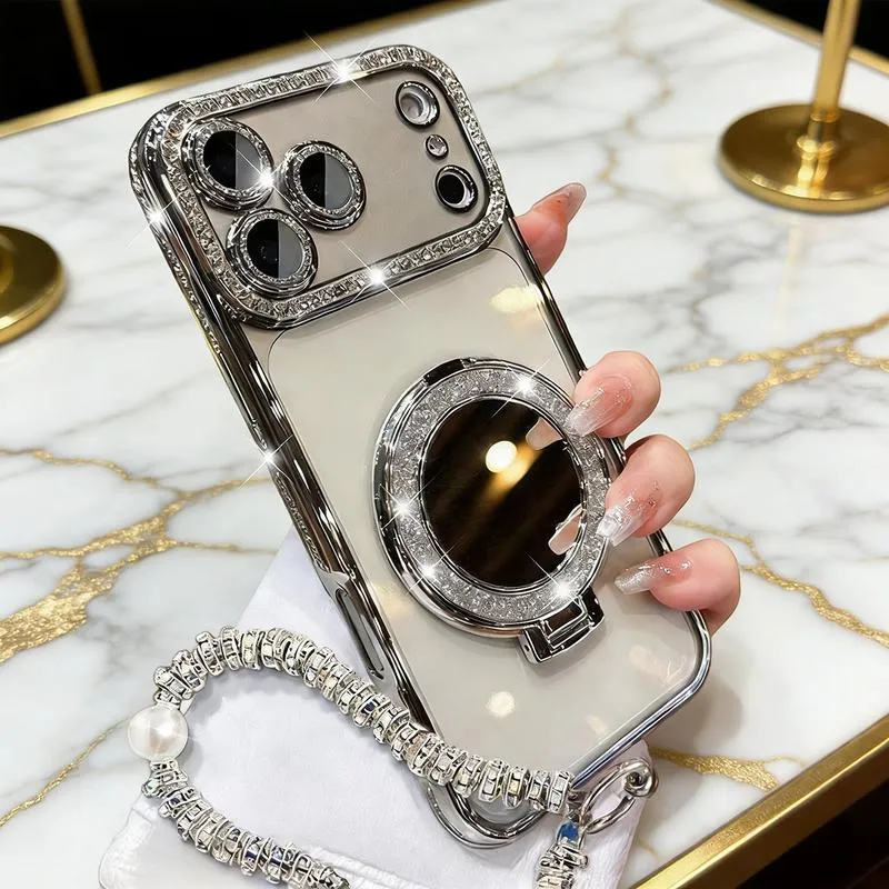 ✨💎Glitzernde Diamant-Handyhülle für Damen mit Spiegel und Ständer für iPhone💖
