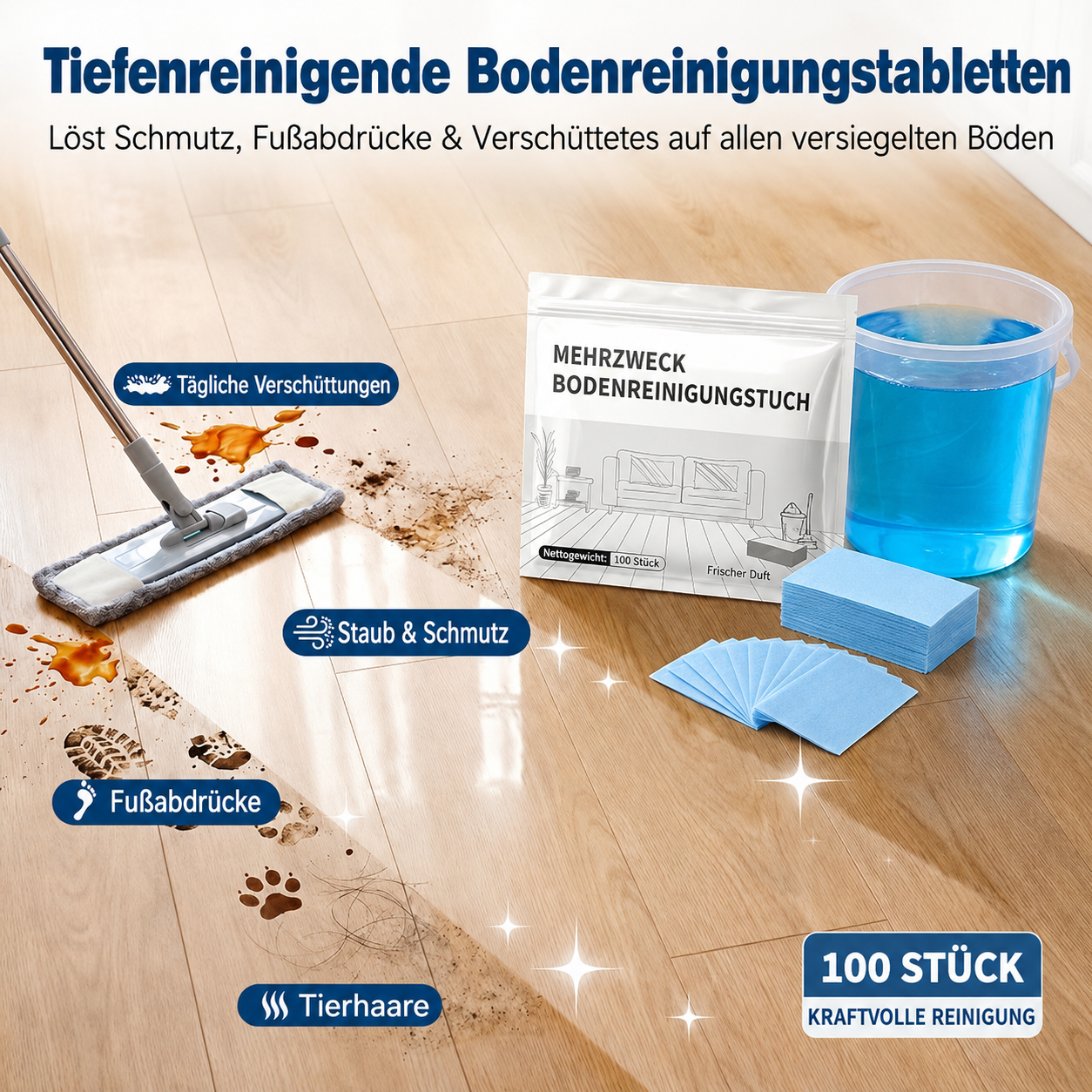 🔥Letzter Tag 50 % Rabatt- Multifunktionale Boden Reinigungstabletten💦