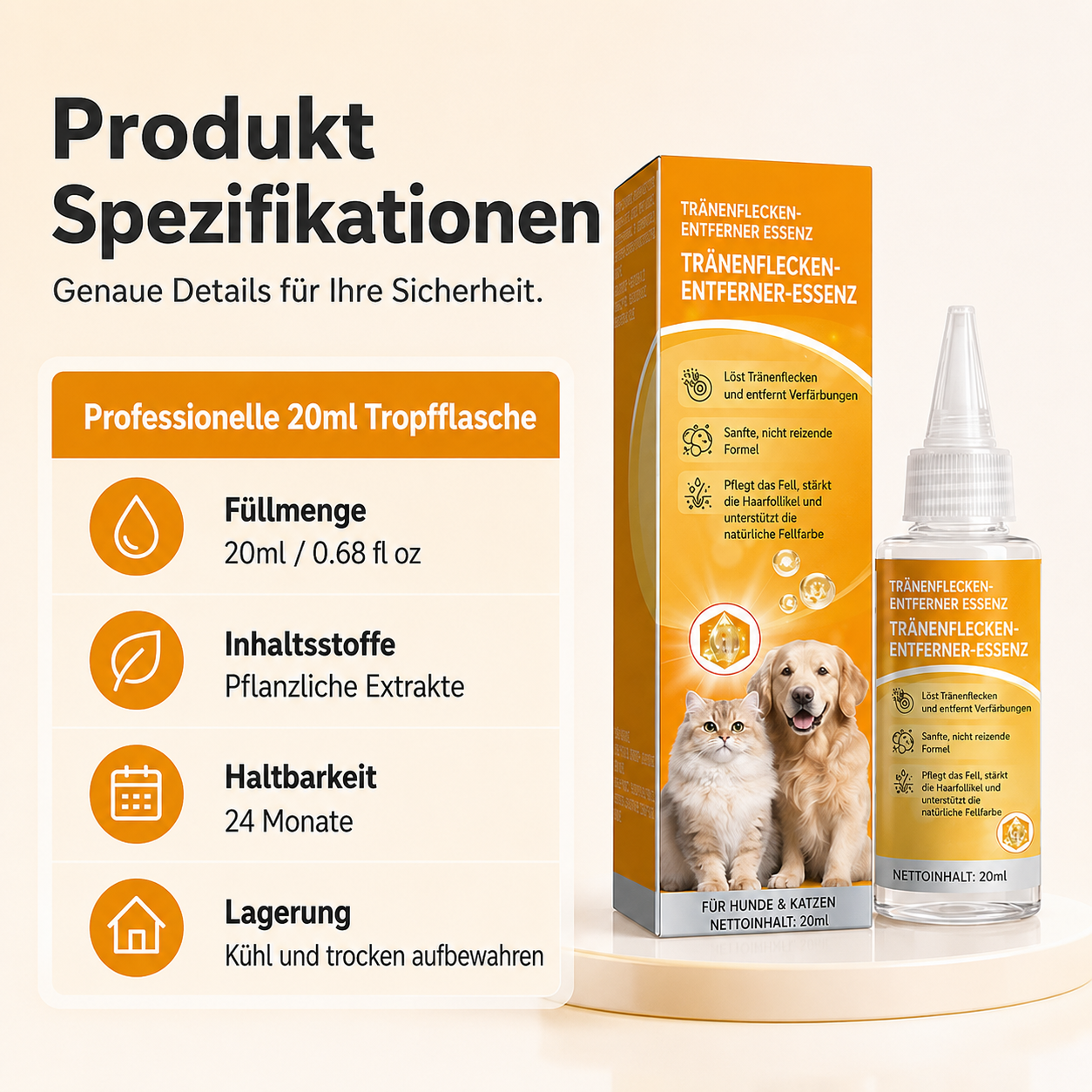 🔥Sanfte Essenz zur Entfernung von Tränenflecken bei Haustieren🐱🐶 – Pflegende Tropfen