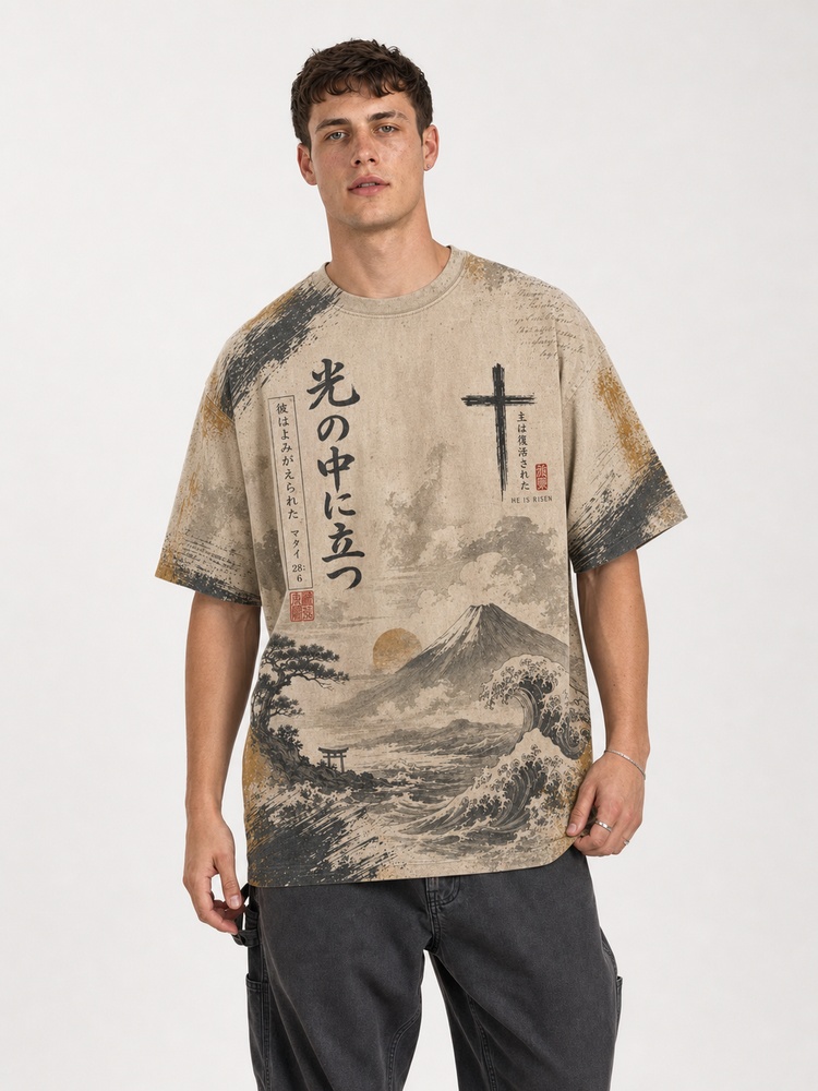Rising Light Eco Oversized Graphic Tees · GRS Certified