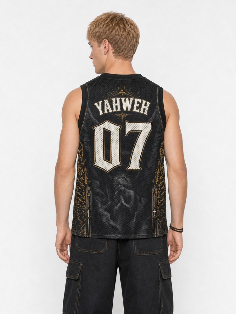 Angel Graphic Mesh Jersey Tank Top