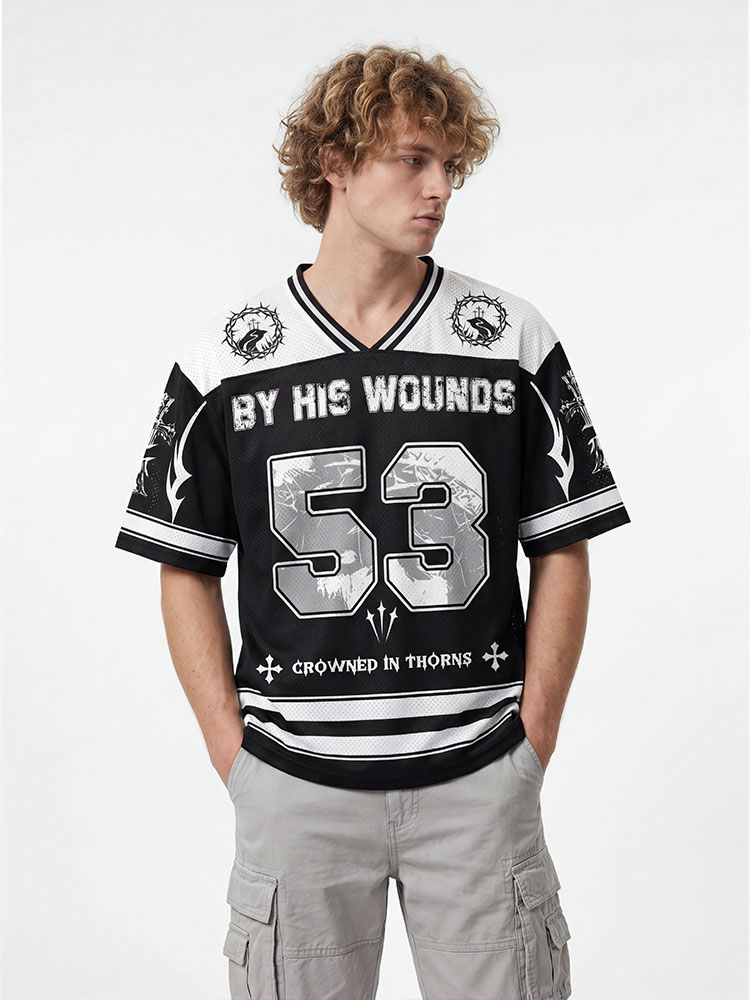 Gothic Crest Graphic Mesh Jersey