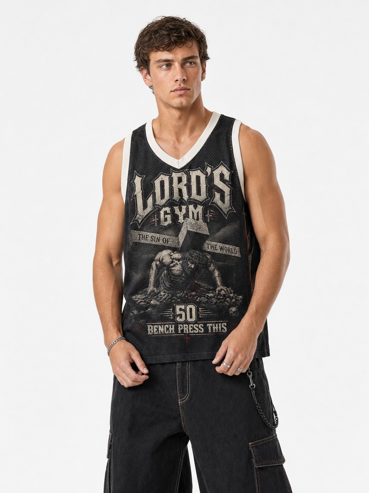Bench Press Graphic Mesh Jersey Tank Top