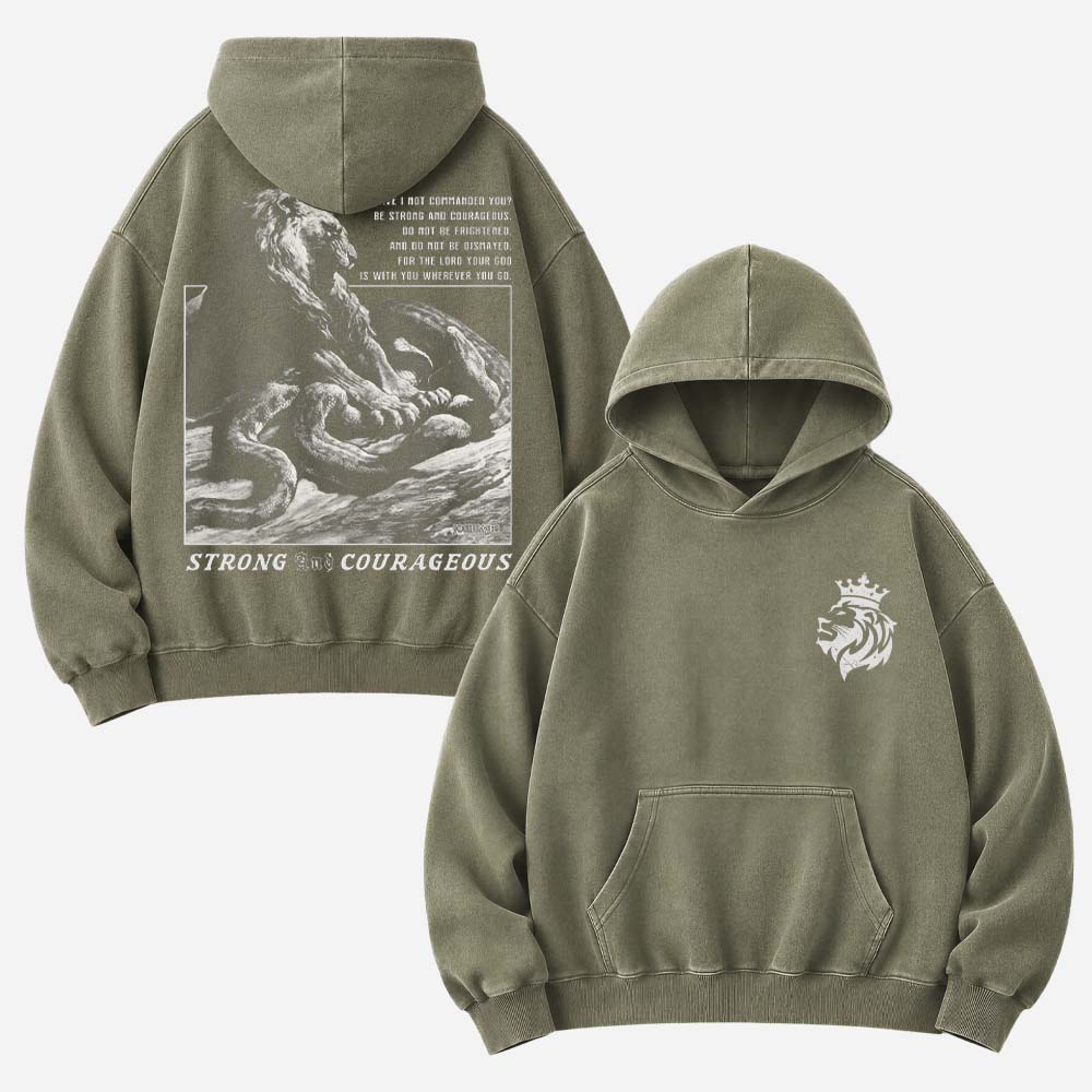 Strong and Courageous Vintage Washed Hoodie