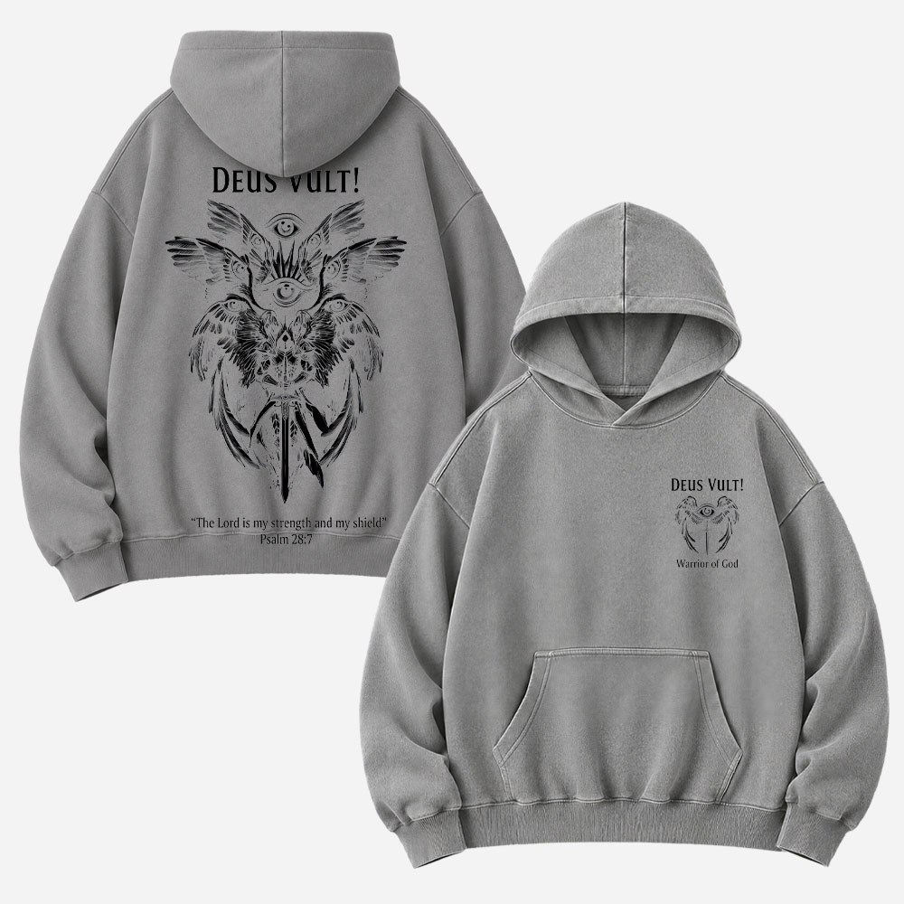 Eye Wing Sword Vintage Washed Hoodie