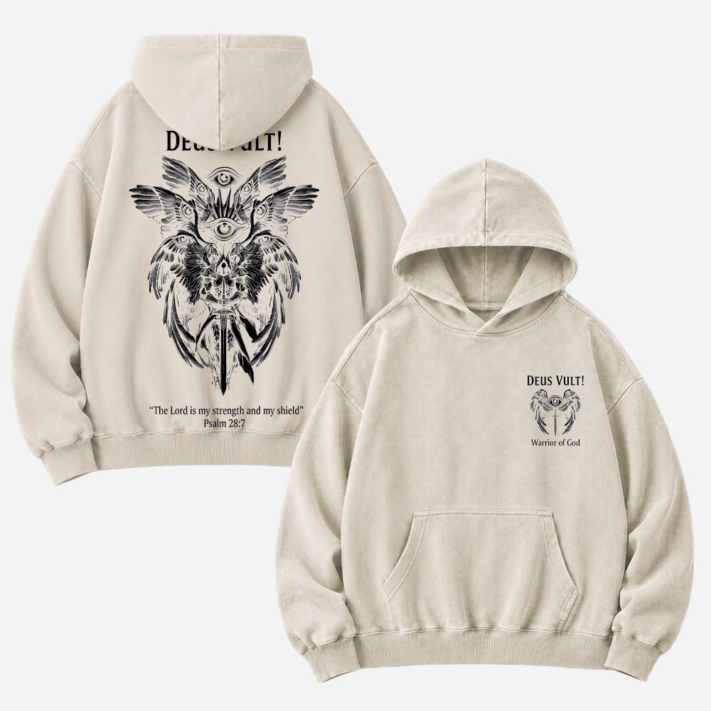 Eye Wing Sword Vintage Washed Hoodie